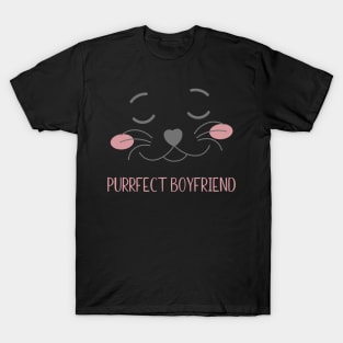 Valentine's Day Cat Design Purrfect Boyfriend T-Shirt